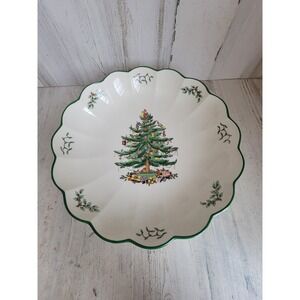 Spode tree scalloped dish‎ platter 89 Xmas home decor kitchen vintage
